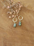 minis boucles d'oreilles doré et perles céramiques vertes