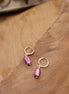 minis boucles d'oreilles dorées et pampilles céramique rose