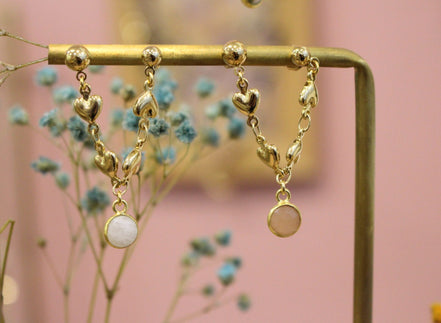 mono boucle chaine coeur et pierres naturelles bijou femme