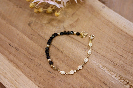 Bracelet MOOD obsidienne noire dorée