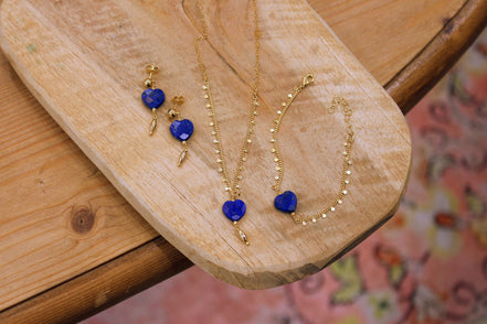 Boucles d'oreilles INFINI doré - lapis lazuli