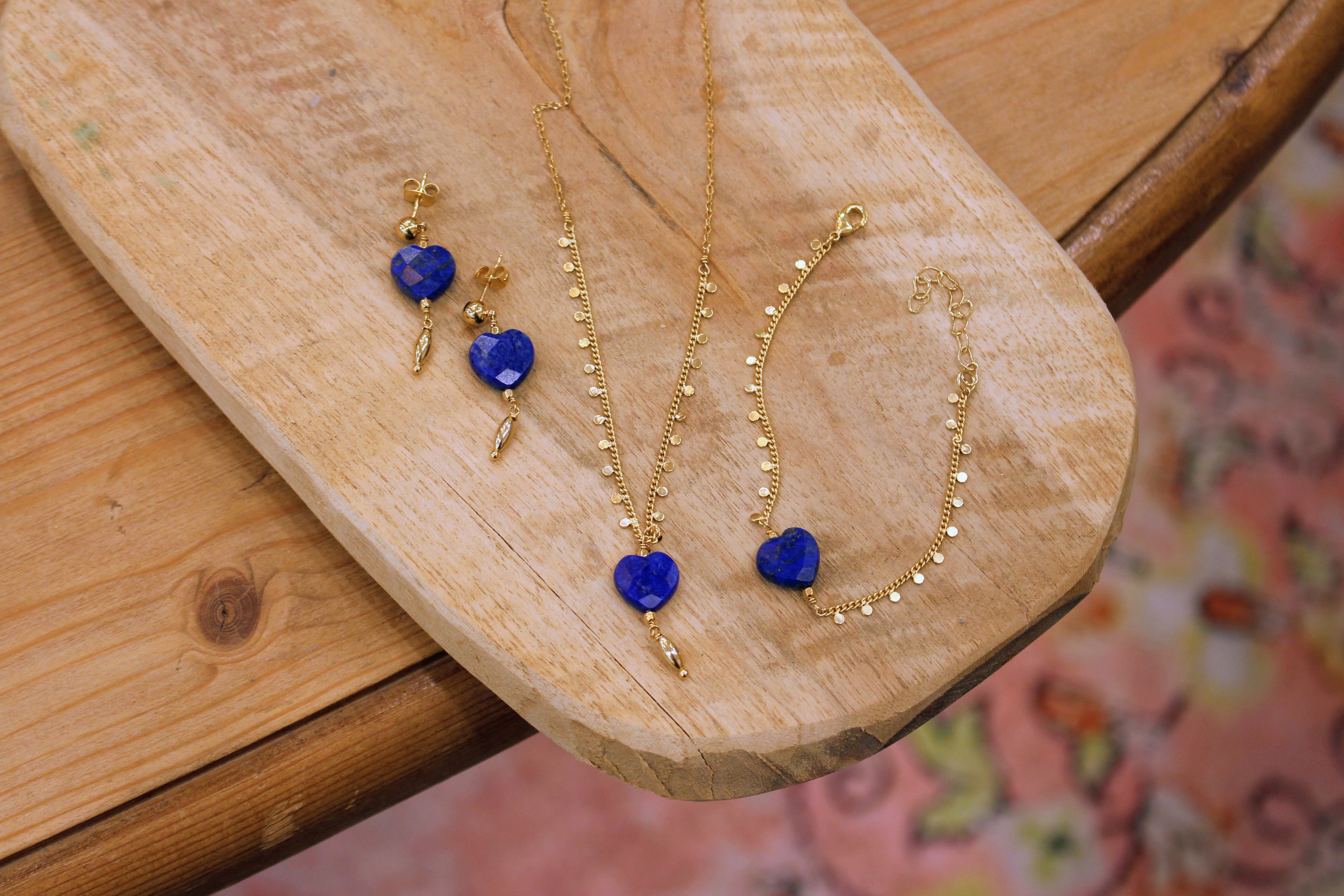 Boucles d'oreilles INFINI doré - lapis lazuli