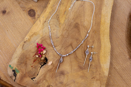 Collier NOCTIS argenté et quartz herkimer