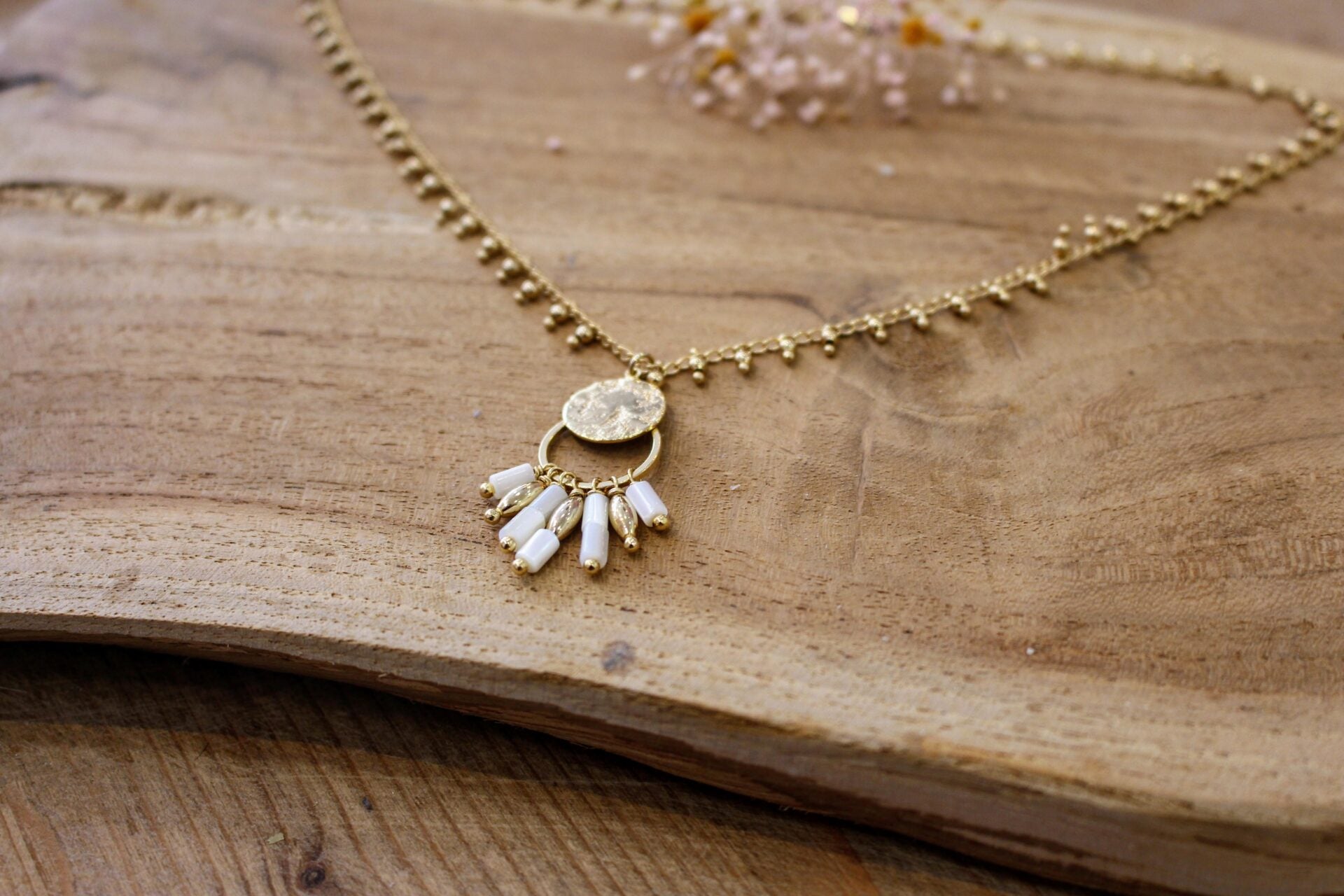 Collier SUNSET doré et nacre