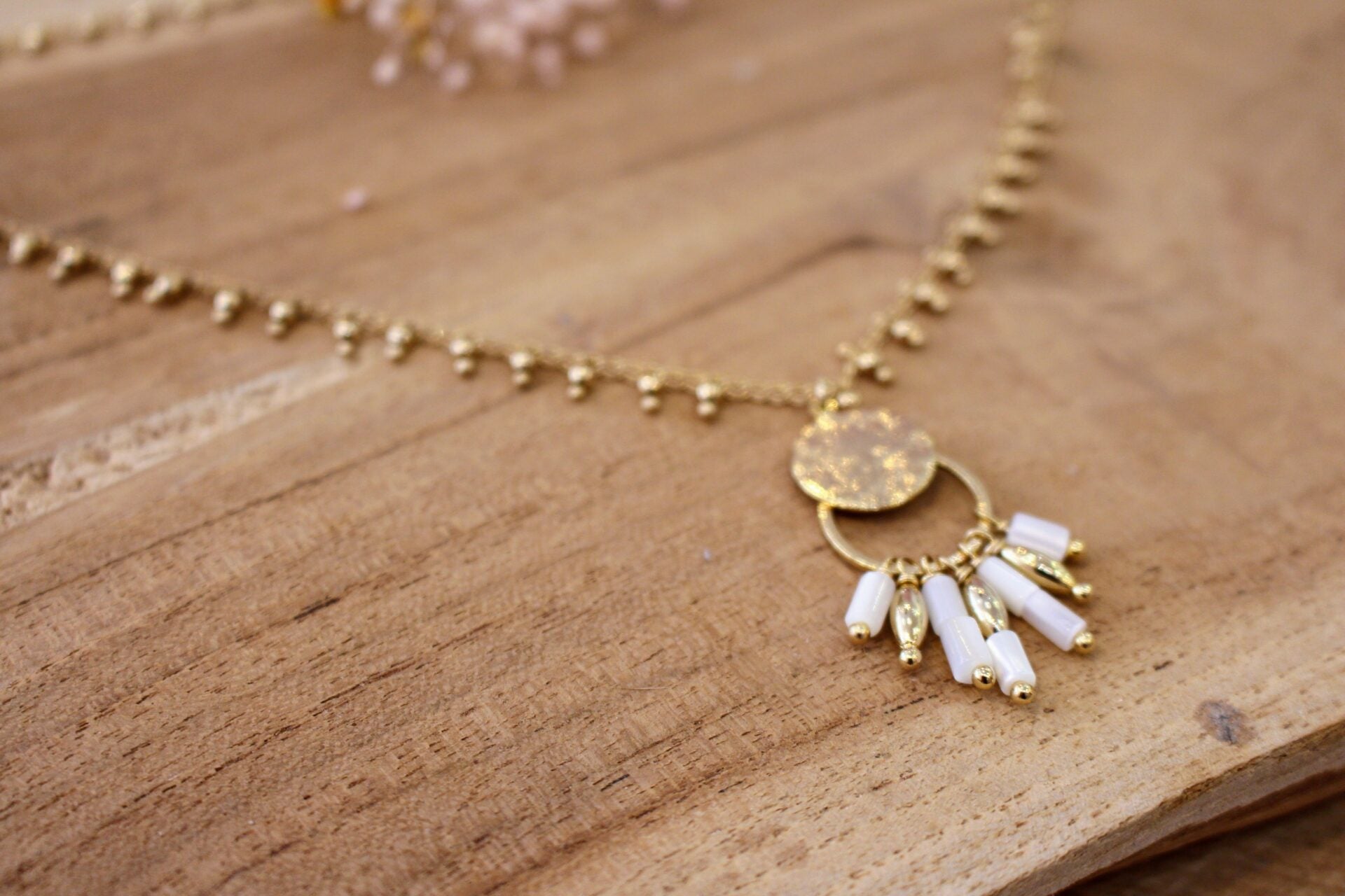 Collier SUNSET doré et nacre