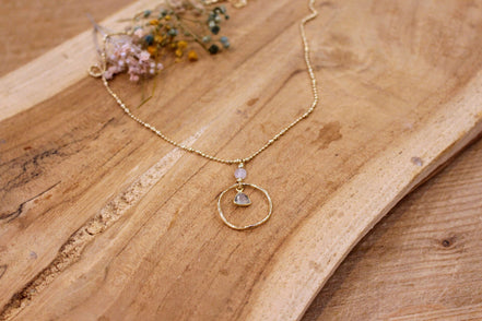 pendentif doré pierre naturelle labradorite collier fin idée cadeau femme