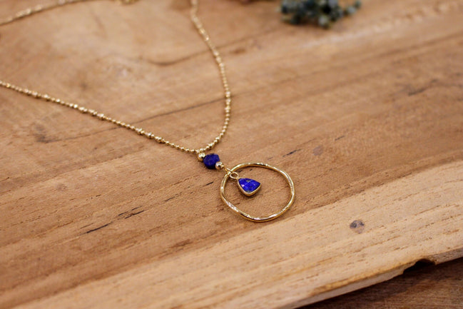 pendentif lapis lazuli collier femme doré idée cadeau bijou