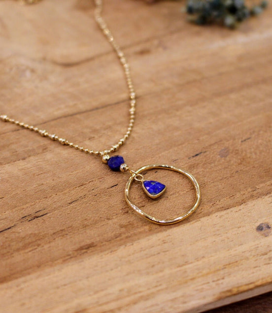 pendentif lapis lazuli collier femme doré idée cadeau bijou