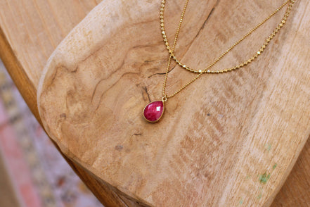 Collier double rang INSPIRATION sillimanite rose ( chaine plate et diamantée )