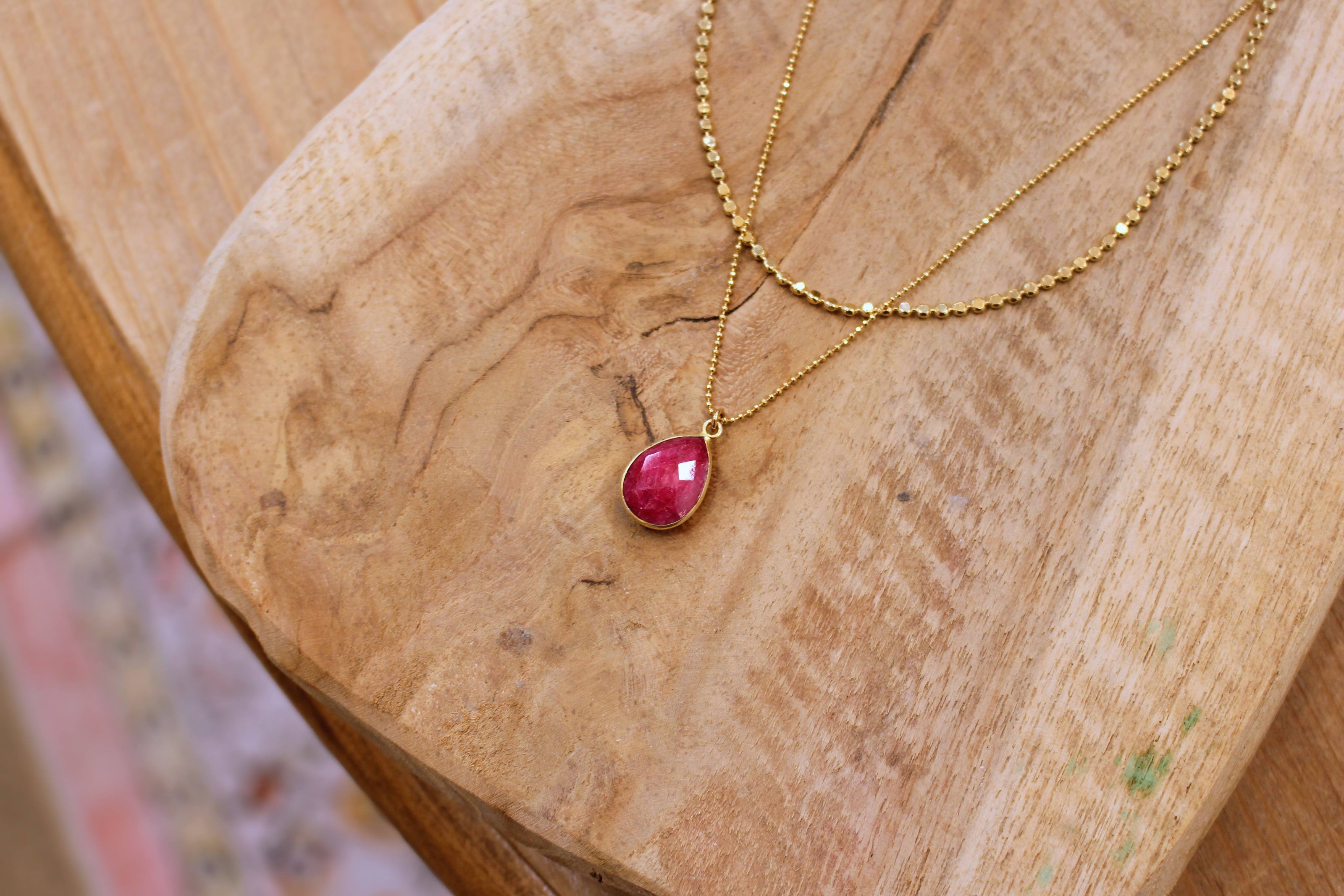 Collier double rang INSPIRATION sillimanite rose ( chaine plate et diamantée )