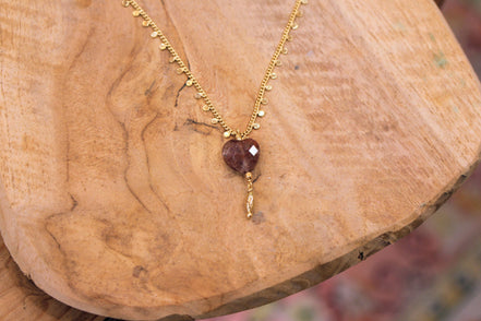 Collier INFINI doré - quartz fraise