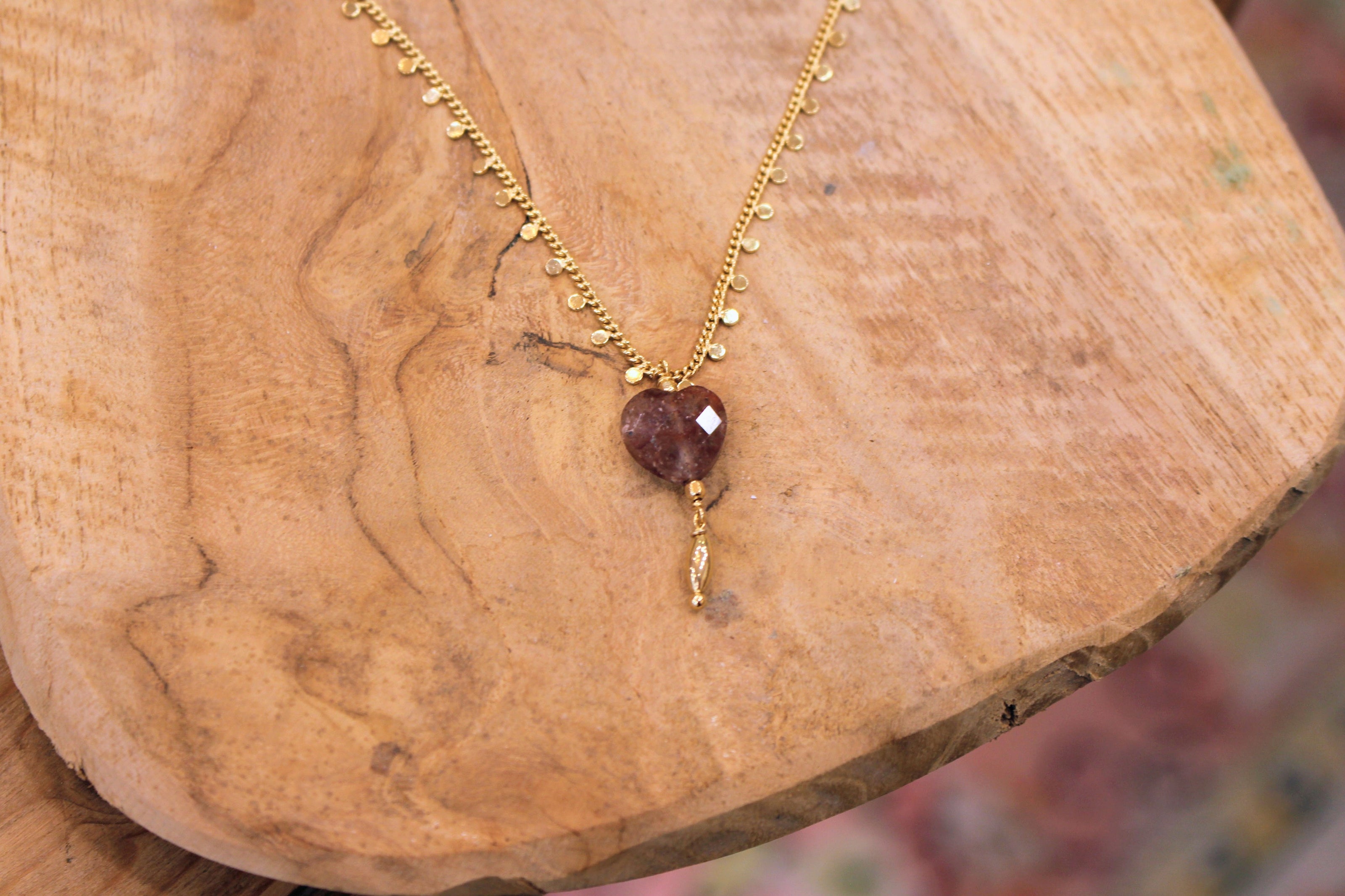 Collier INFINI doré - quartz fraise