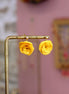 petites boucles d'oreilles pendantes fleurs jaunes