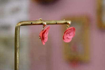 Boucles d'oreilles FLEURETTE rose corail