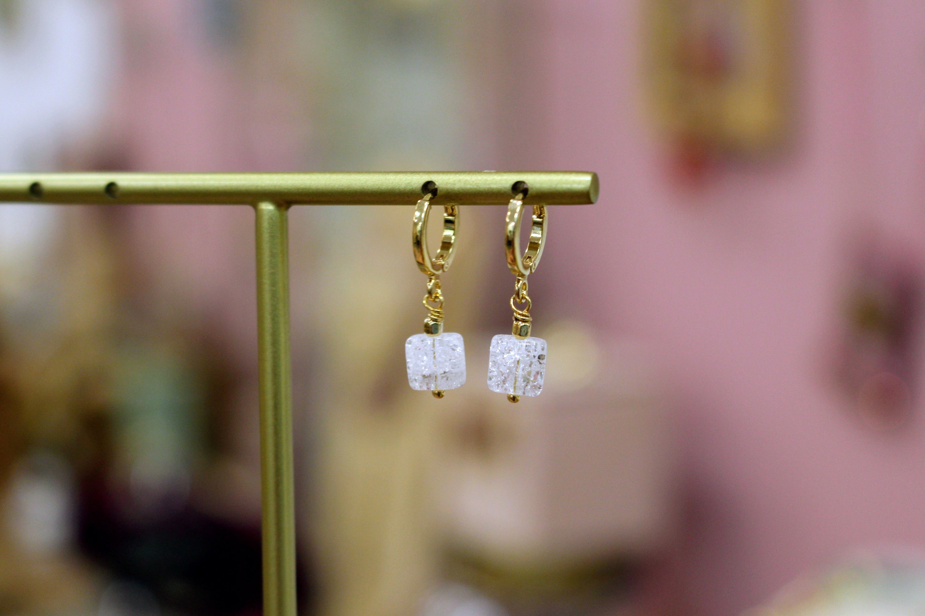 Boucles d'oreilles doré SNOW cristal de roche