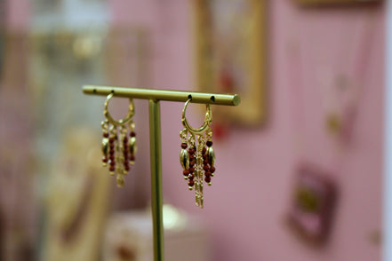 Boucles d'oreilles créoles RANI jaspe rouge