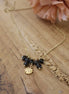 Collier PLUIE d'obsidiennes dorées.